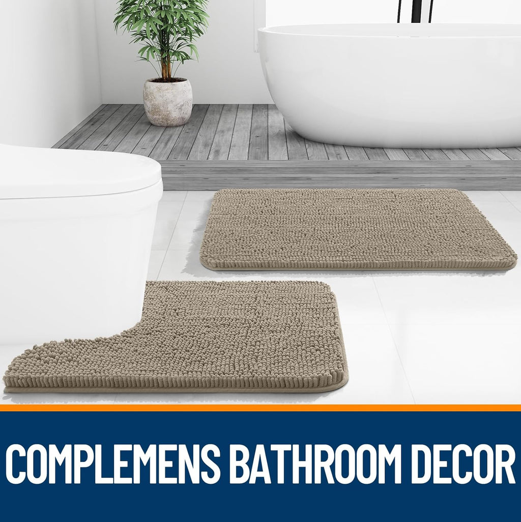 OLANLY Bathroom Rugs - Extra Soft Absorbent Chenille Mats | Quick Dry, Machine Washable, 36x24, Warm Taupe
