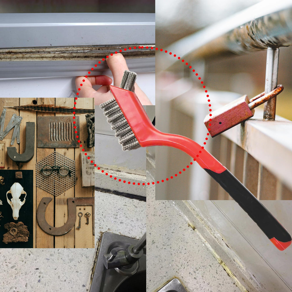 6 Pcs Wire Brushes for Cleaning, Stainless Steel Bristles Scratch Brush Set for Polishing, Rust Removal & Deep Cleaning