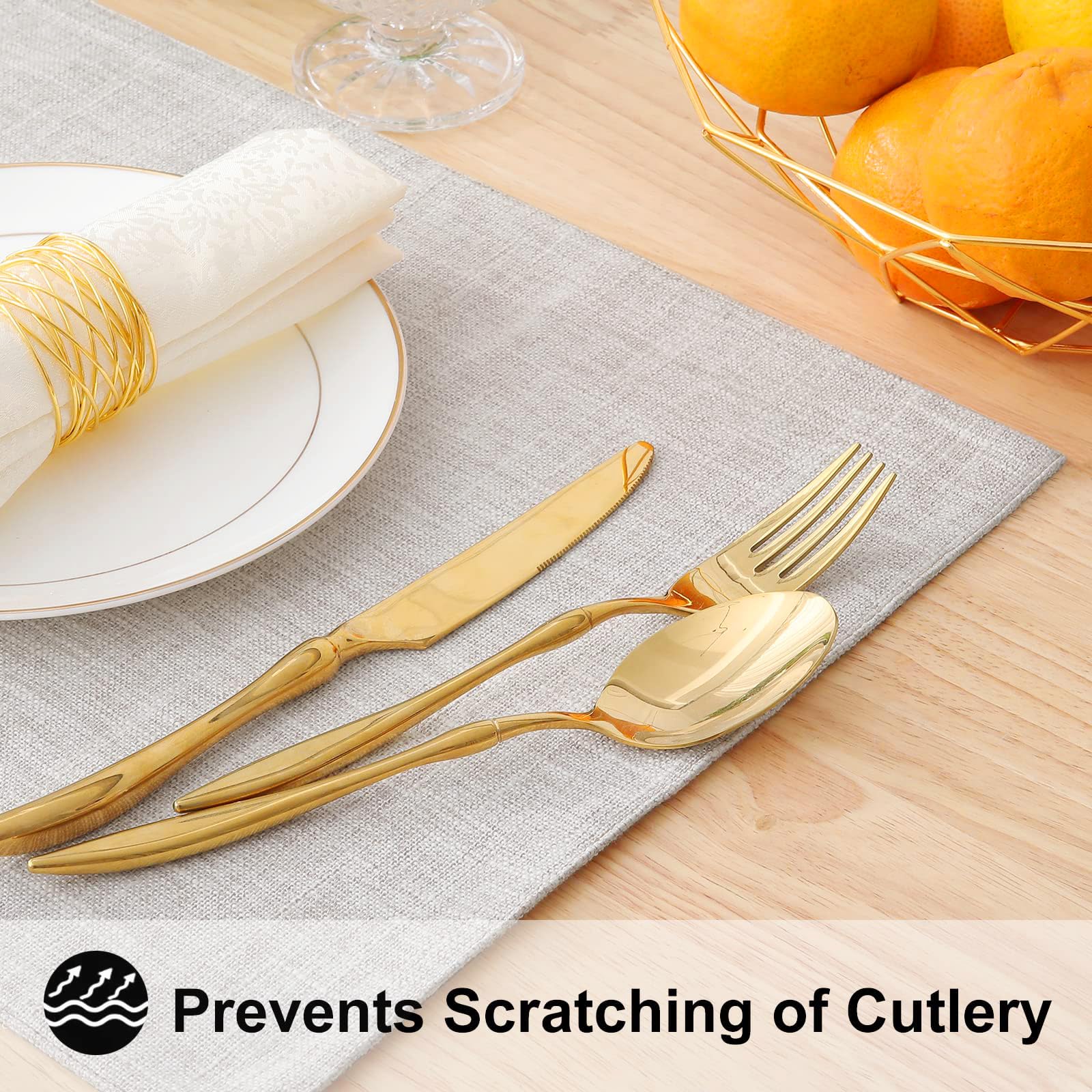 homing Cotton Linen Placemats Set of 6, Cloth Washable Farmhouse Dining Table Mats for Indoor, Outdoor, Easter, Easy to Clean, Neutral Beige, 13 x 19 Inch