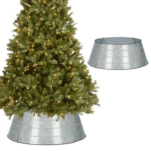 BAYN Metal Christmas Tree Collar, 23-Inch Diameter Base Cover Christmas Tree Ring Stand-Galvanized