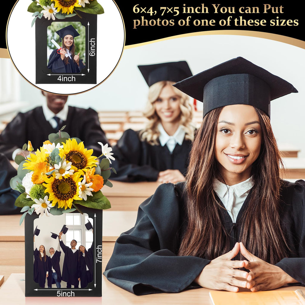 Spiareal 12 Pcs Graduation Box Centerpieces for Table 6/7 Inch Photo Display Congrats Grad Party Favor Gift College Picture Box Photo Props Frame for Graduation Table Decoration(Black)