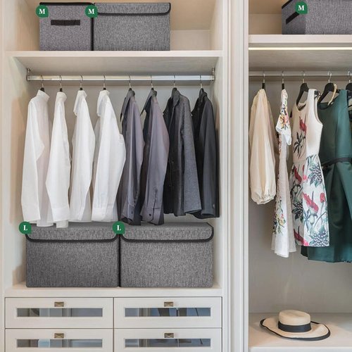 Bagnizer Foldable Storage Bin - Large 22 Quart Organizer with Flip-Top Lid & Handles | Gray, 4 Pack (14.6 x 9.5 x 9.5”)