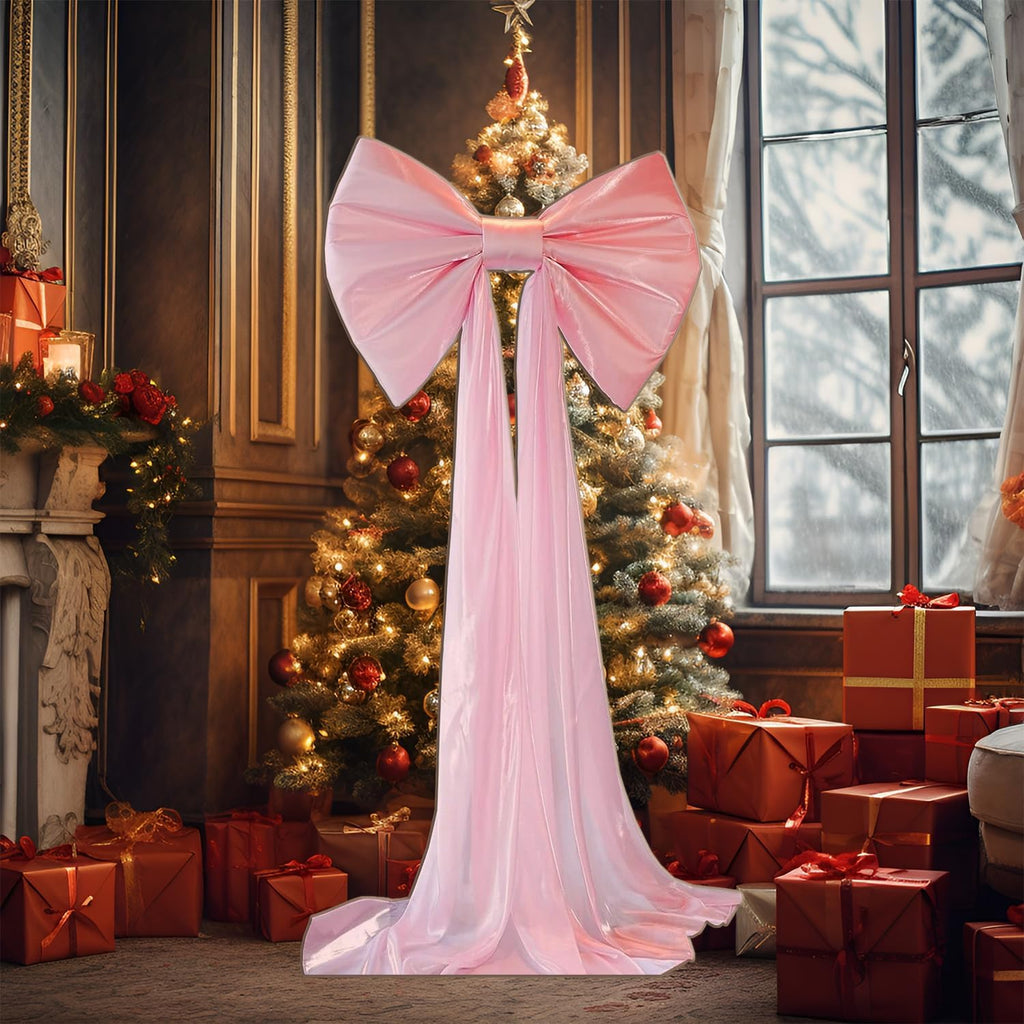 Skiennix Large Pink Bow Backdrop - 31'' x 60'' Birthday & Wedding Decorations | Perfect for Baby Showers & Events
