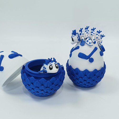 Enchanted 3D Egg - Handcrafted Collectible with Miniature Iceball Dragon & Egg | Fantasy Decor Gift
