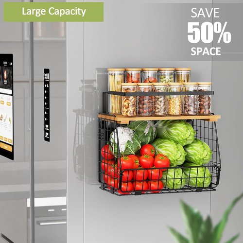 Magnetic Shelf for Fridge by [Brand Name] - 2-Pack Fruit & Vegetable Storage Bins - Kitchen Organizer