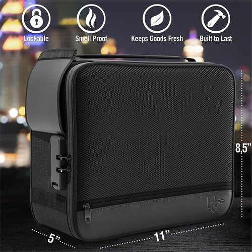 Herb Guard Extra Large Smell Proof Case with Combination Lock (Smell Proof Box Holds Herbs, Spices, Teas and Dried Foods) Comes with Smell Proof Jar, Built In Tray, Travel Bags