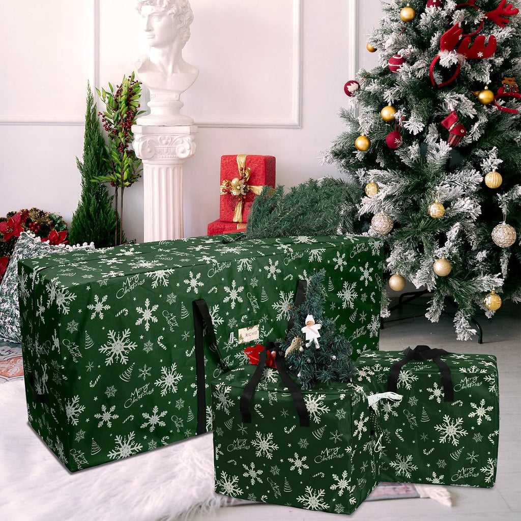 Richie Christmas Tree Storage Bag - Durable 600D Oxford, Fits Up to 7.5 ft Trees | 3pc Set, Green