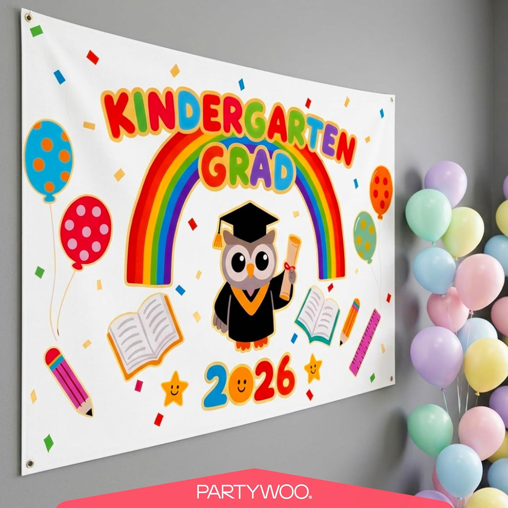 PartyWoo Graduation Decorations 2026 - Colorful Rainbow 40pcs Set with Congrats Grad Banner & Balloons