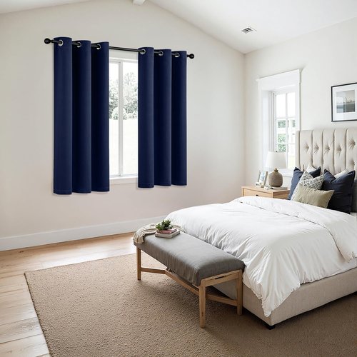 MIULEE Navy Blue Blackout Curtains - Thermal Insulated Room Darkening Drapes, 63 Inches Long, 2 Panels