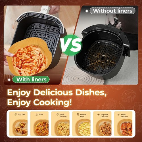 Air Fryer Liners - 100 PCS Non-Stick Waterproof Parchment Paper | 8" Square for 5-8 QT Air Fryers