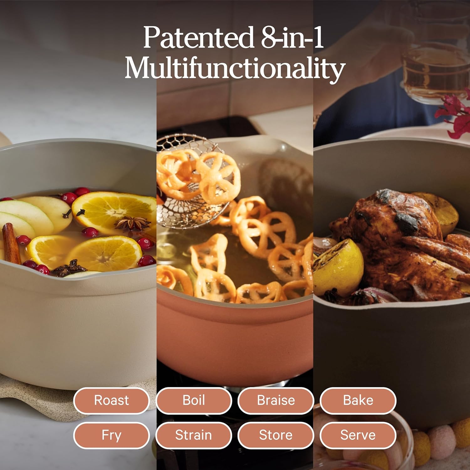 Our Place Perfect Pot - 5.5 Qt Ceramic Cookware with Lid & Spatula | PFAS-Free, Induction & Oven-Safe up to 450°F