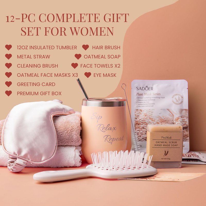 ProShako 12-Piece Gift Set for Women, Birthday Gift for Mom Wife Sister Girlfriend Coworker, Mothers Day Gift, Bridal Shower, Skin Care and Relaxation Set