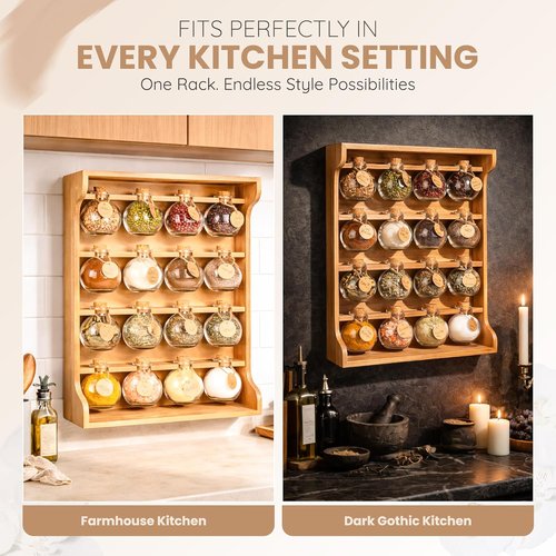 Byers Choice Pine Wooden Spice Rack Organizer - Antique Kitchen Spice Jar Holder | Wall Mount or Cupboard