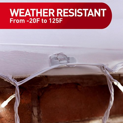 Command Outdoor Light Clips - 16 Clear Clips & 20 Adhesive Strips for Damage-Free Hanging