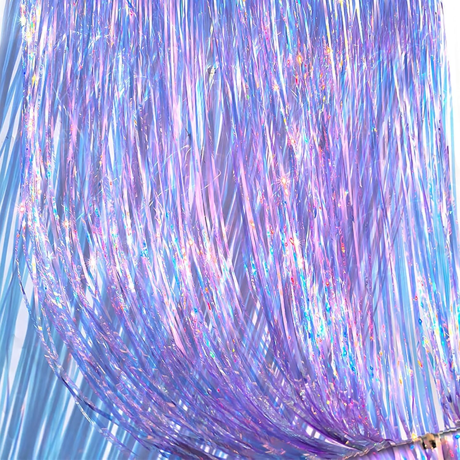 Skiennix Iridescent Fringe Backdrop - 3.28x6.56 Ft Purple Foil Curtain | Mermaid Party Decor & Streamers