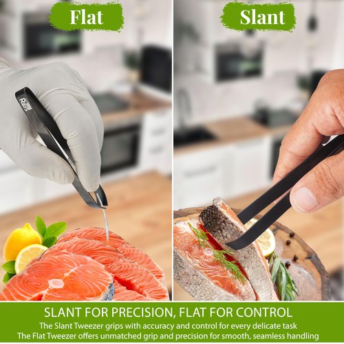 Fish Bone Tweezer Set,4.3" Stainless Steel 2 Piece, Flat and Slant tips Fish bone removal tool.