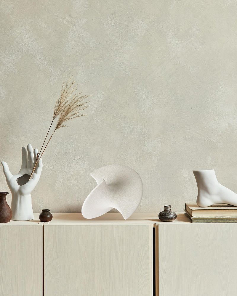 UPWOIGH Large White Ceramic Inspired Art, 9.45x8.6x9.45 in Handmade Premium Personalized Ceramic Balancing Sculpture for Living Room,Table Décor,1Pack