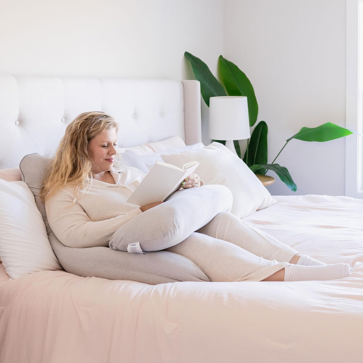Regalo Premium U-Shaped Pregnancy Pillow - Ultra Soft Full Body Support for Sleeping & Feeding | Grey Removable Cover