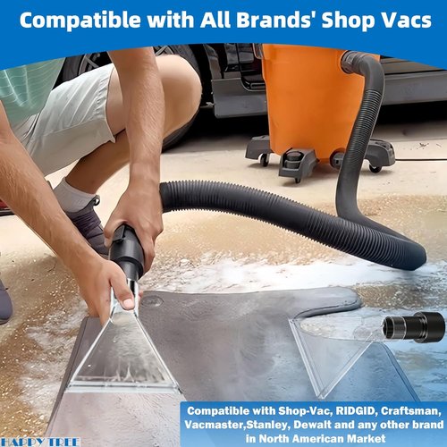Happy Tree Universal Shop Vac Attachment - Clear Head for Upholstery & Carpet Cleaning | 7.5" & 3.5" Adapters