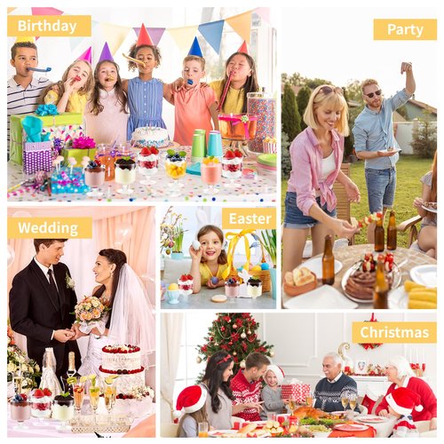 Hsxfl 120 Pcs Mini Dessert Cups with Spoons 60 Pcs 5 OZ Small Clear Plastic Dessert Parfait Cup 60 Pcs, Round Goblet Disposable Fruit Ice Cream Cake Pudding Cups Appetizer Bowl For Party
