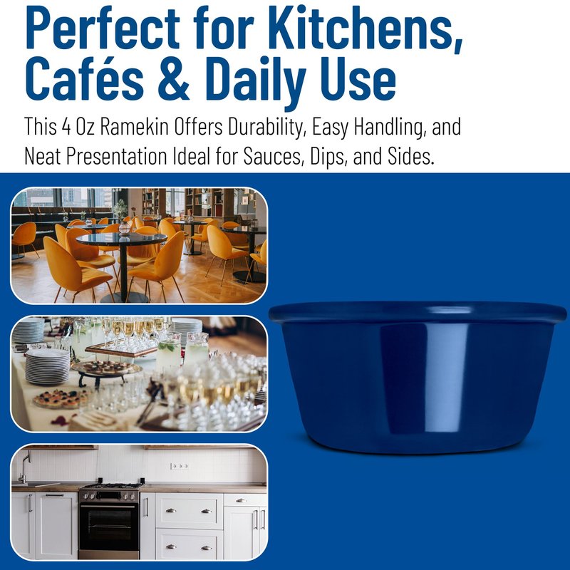 Carlisle FoodService Products Plastic Ramekins, Sauce Bowl For Catering, Kitchen, Restaurant, 4 Ounces, Cobalt Blue, (Pack of 48)