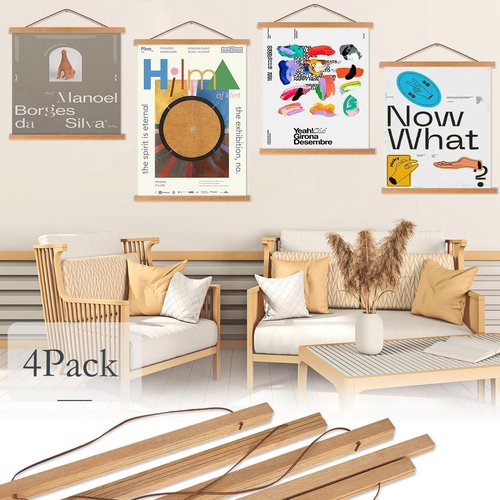 Artmag Magnetic Poster Hanger Frame - 4 Pack Light Wood Design for 20x28, 20x30, 20x26 Posters | Teak Finish