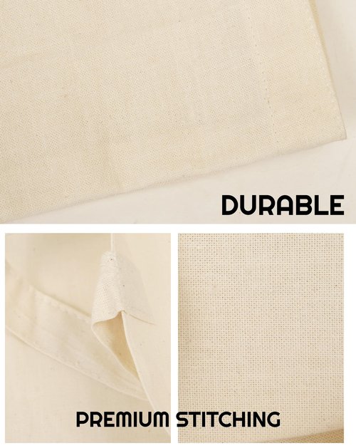 Lenenz Tote Bags Bulk - 100% Cotton Reusable Shopping Bags - 6 & 12 Pack Grocery Bags Reusable Shopping Bags - Tote Bags for Women 15 x 16, Medium, Natural