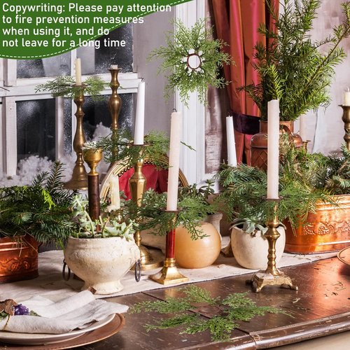 Canlierr Christmas Pine Taper Candle Rings - 12 Pack Mini Pine Holders for Holiday Decor | 1.38 Inch