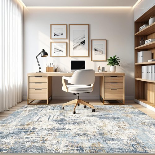 5x7 Area Rugs Washable Rug: Living Room Large Abstract Modern Soft Stain Resistant Indoor Floor Non Slip Accent Carpet for Bedroom Nursery Playroom Dining Room Office Dorm Home- Light Blue