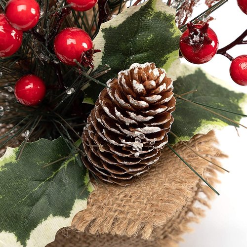 LOHASBEE Mini Christmas Tree - 10-Inch Portable Tabletop Decor with Red Berries | 2-Pack for Holiday Cheer