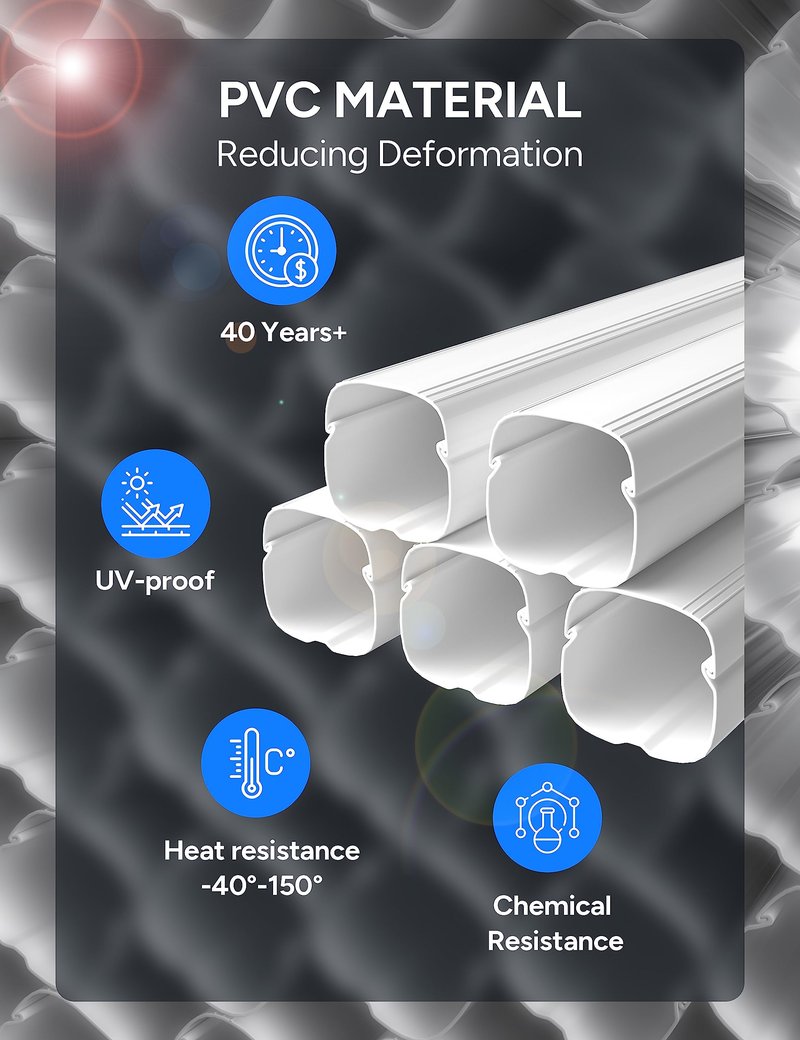 Toutgood 4'' 23Ft Mini Split Line Set Cover Kit for Minisplit Ductless Linset Air Conditioners and Heat Pumps, Central AC Decorative Upgraded UV-Proof Strong & Durability PVC Pipe