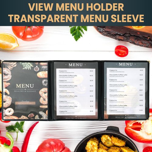 AMGSH 8.5 x 11 Inch Menu Covers, 10 Pack 3 Page 6 View Menu Sleeves Clear View Menu Holder for Kitchen, Restaurant Supplies, Drink, Wine Menu