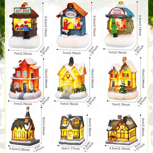 Kasyat 58 Pcs Christmas Village Set - Miniature LED Figurines & Houses for Winter Decor
