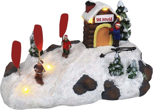 Christmas Village Tabletop Ski - Pre-Lit Winter Snow Scene | Perfect Holiday Home Decoration