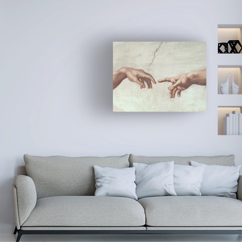 Hands Of God by Michelangelo, 35x47-Inch Canvas Wall Art