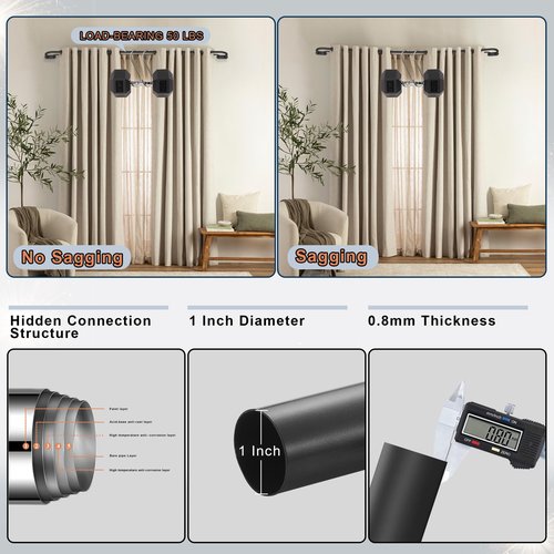 Lwiiom Double Curtain Rod for Windows 48 to 84 Inch,Adjustable Antique Bronze Wrap Around Curtain Rod with Aluminum Double-deck Finials and Brackets,1"Front and 5/8" Back Blackout Curtain Rod