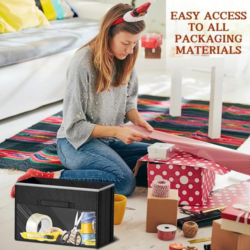 Black Over Door Wrapping Paper Organizer by [Brand Name] - 3 Removable Drawers & Side Pockets | Dual Use Design for Christmas Gift Wrap Storage