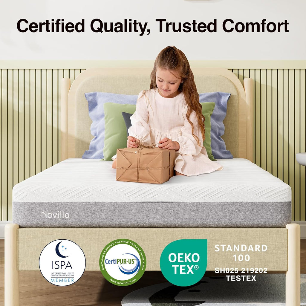 Novilla Twin Mattress - 6-Inch Gel Memory Foam for Cool Sleep & Pressure Relief | Medium Firm Twin Size