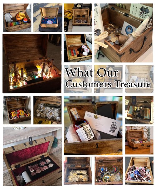 Nautical Cove Handmade Pirate Treasure Chest for Kids Prizes & Classroom with Lock and Skeleton Keys – Lockable Wooden Storage Chest Box, Pirate Decor, Decorative Wooden Box - Small 8x6x6