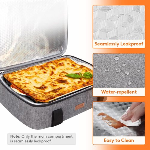 Lifewit Insulated Casserole Carrier - Keeps Food Hot or Cold | Fits 9"x13" Baking Dish, Grey