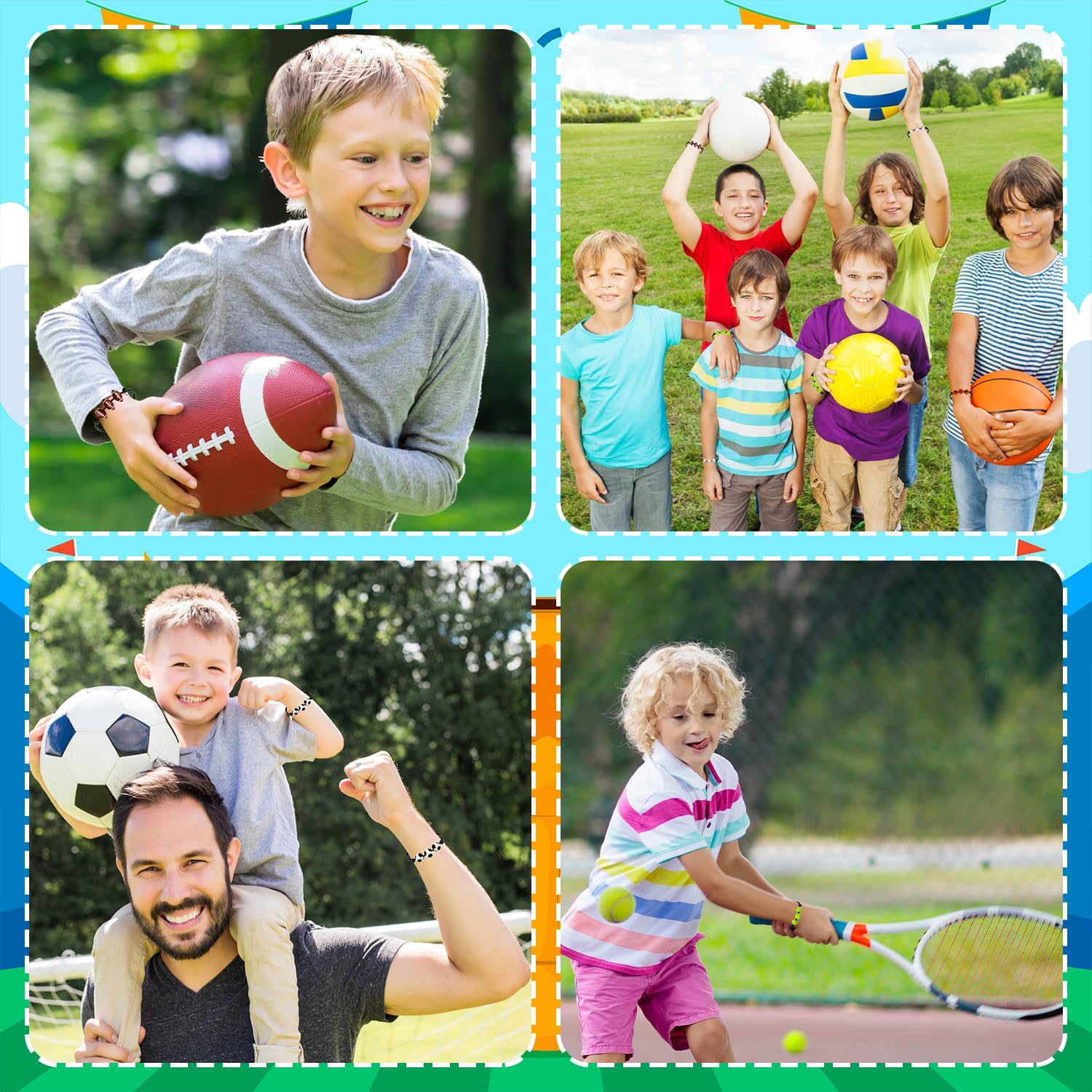 Skiennix Sports Valentine's Day Gift Cards - 30 Pack Adjustable Bracelets for Kids | Non-Candy Treats & Party Favors