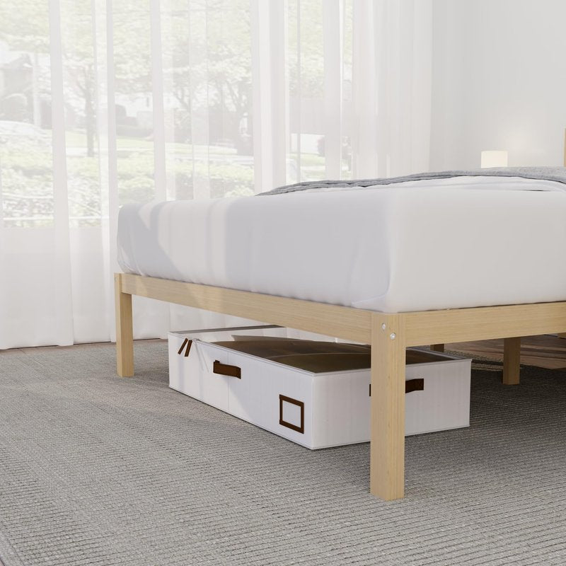 BambooSync 14 Inch Bamboo Bed Frame – Solid Wood Platform Bed Frame, Strong and Stable, with Non-Slip Slats for Support, No Box Spring Needed, Easy to Assemble, Noise-Free (Natural, Twin)