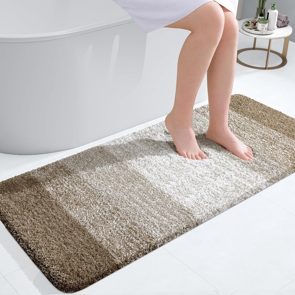 OLANLY Bathroom Runner Rug - Extra Soft Absorbent Microfiber | Quick Dry, Washable 47x20 Coffee Mat