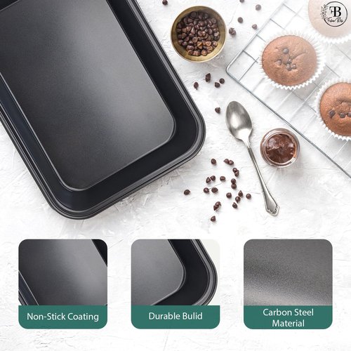 Fusion Bliss Nonstick Baking Sheets Set - 3-Piece Heavy Duty Carbon Steel Pans for Roasting & Baking