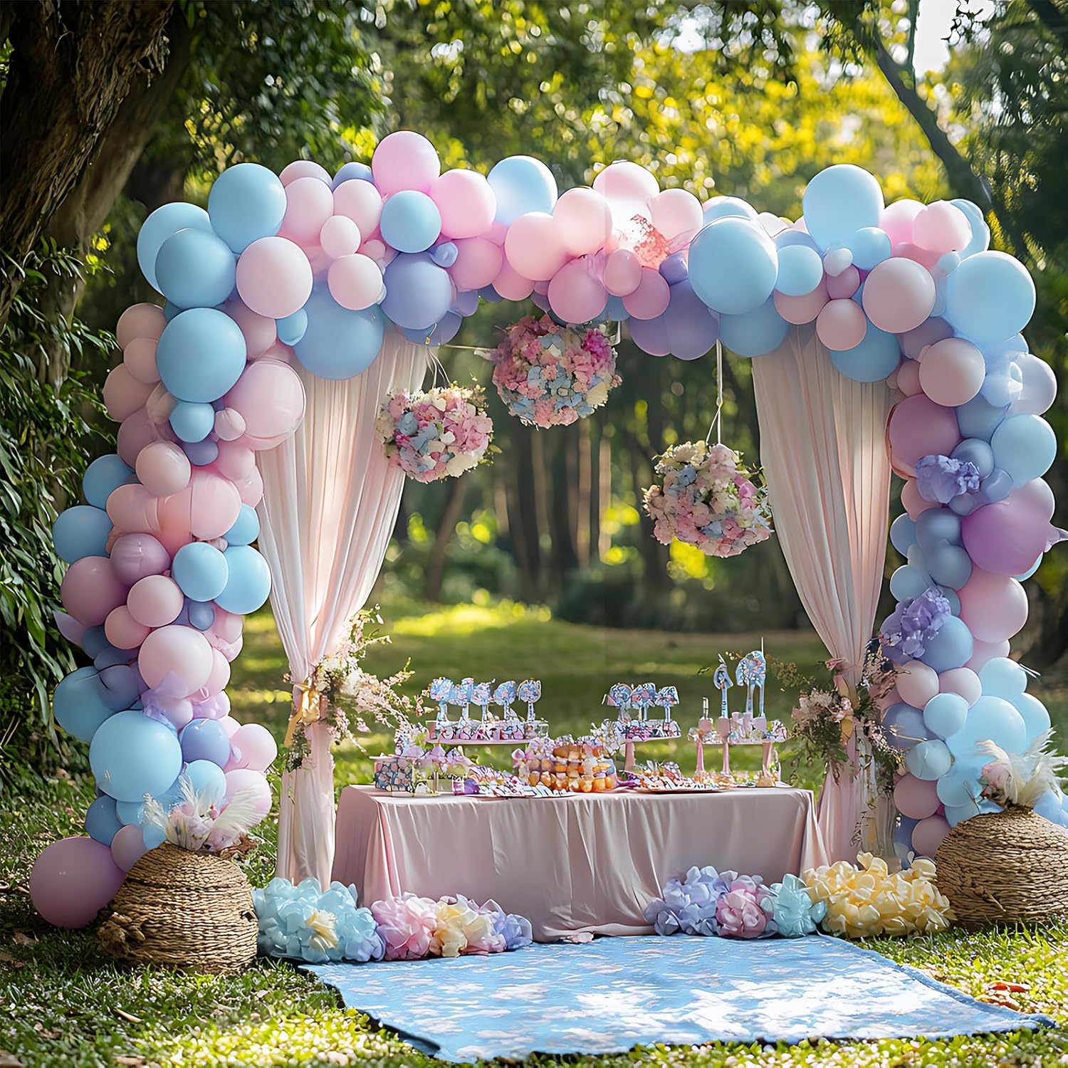 RUBFAC Light Baby Blue Balloons - 135pcs in Various Sizes for Baby Shower & Party Decor | Latex Pastel Blue