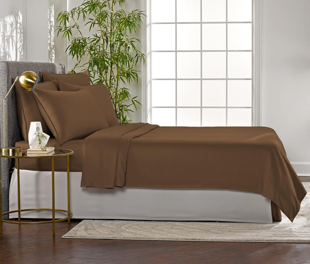 Pure Bamboo Twin Sheets - Luxuriously Soft & Cooling 100% Organic Viscose Bed Set | Double Stitching, Coconut Husk