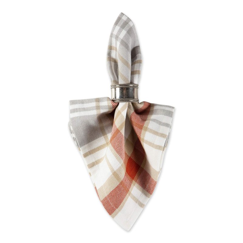 DII Thankful Autumn Collection Fall Tabletop Decoration, Square Napkin Set, 20x20, Cozy Picnic Plaid, 6 Piece
