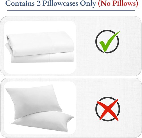Heirloom 800 Thread Count 100% Cotton Sateen Pillow Cases - Soft & Thick | 2 King Size, Bright White