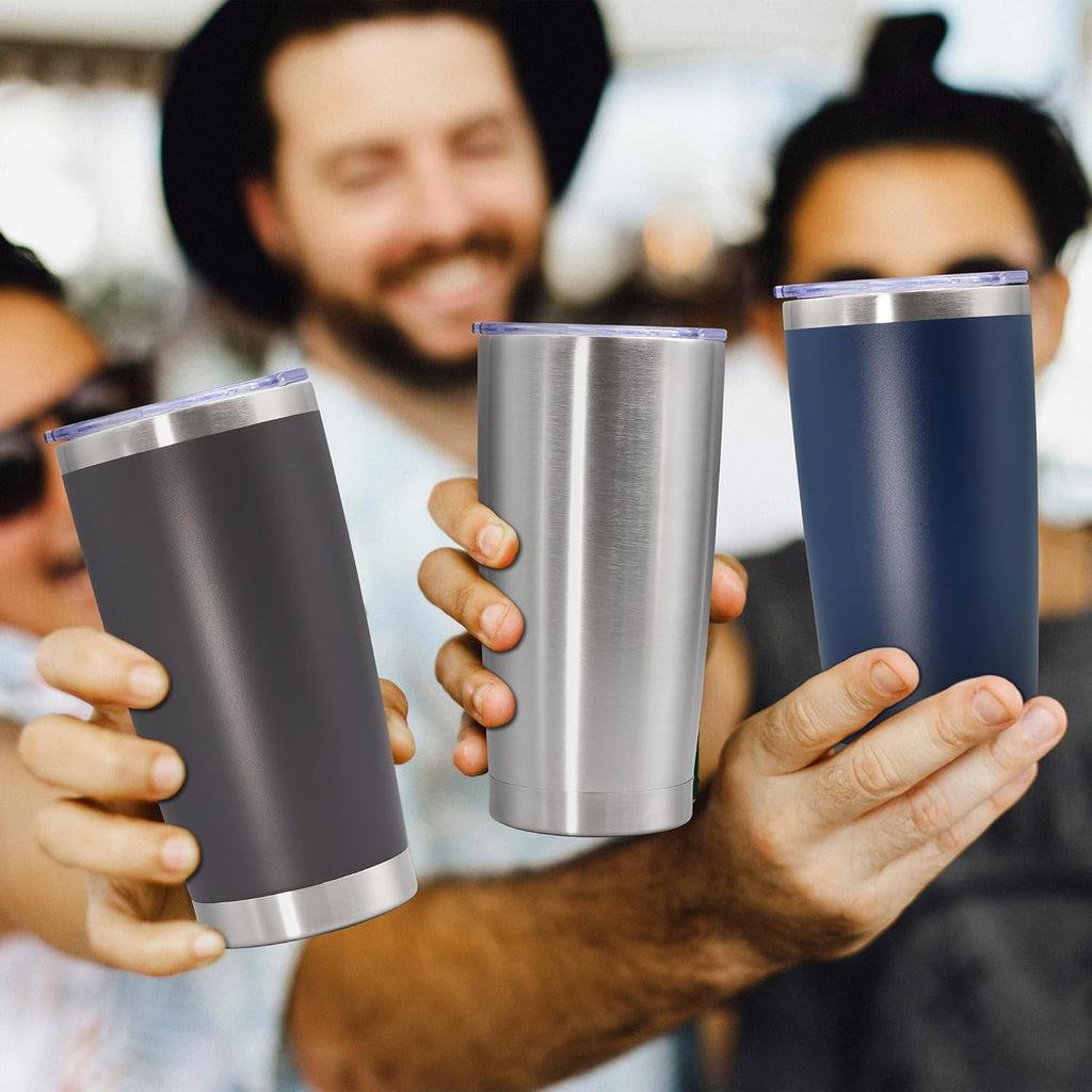 Skiennix 20oz Stainless Steel Tumbler - Vacuum Insulated Travel Mug for Hot & Cold Drinks, Grey