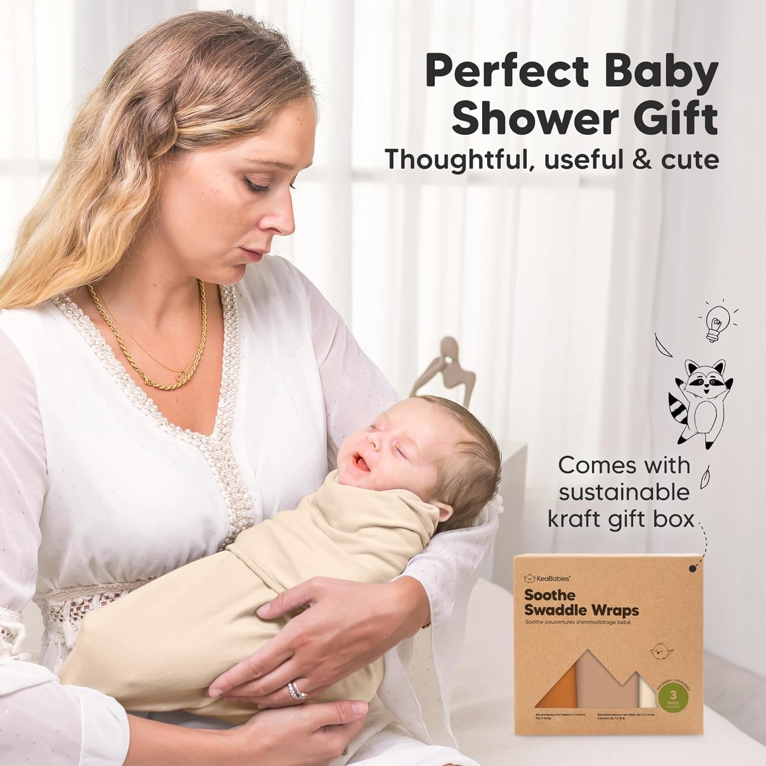 Skiennix Organic Baby Swaddle Sleep Sacks - Soft & Snug 3-Pack for Newborns 0-3 Months | Terracotta